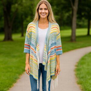 Ruby Rd Open Front/Knit Crochet Cardigan Hippie Gypsy Preppy Asymmetrical 3X